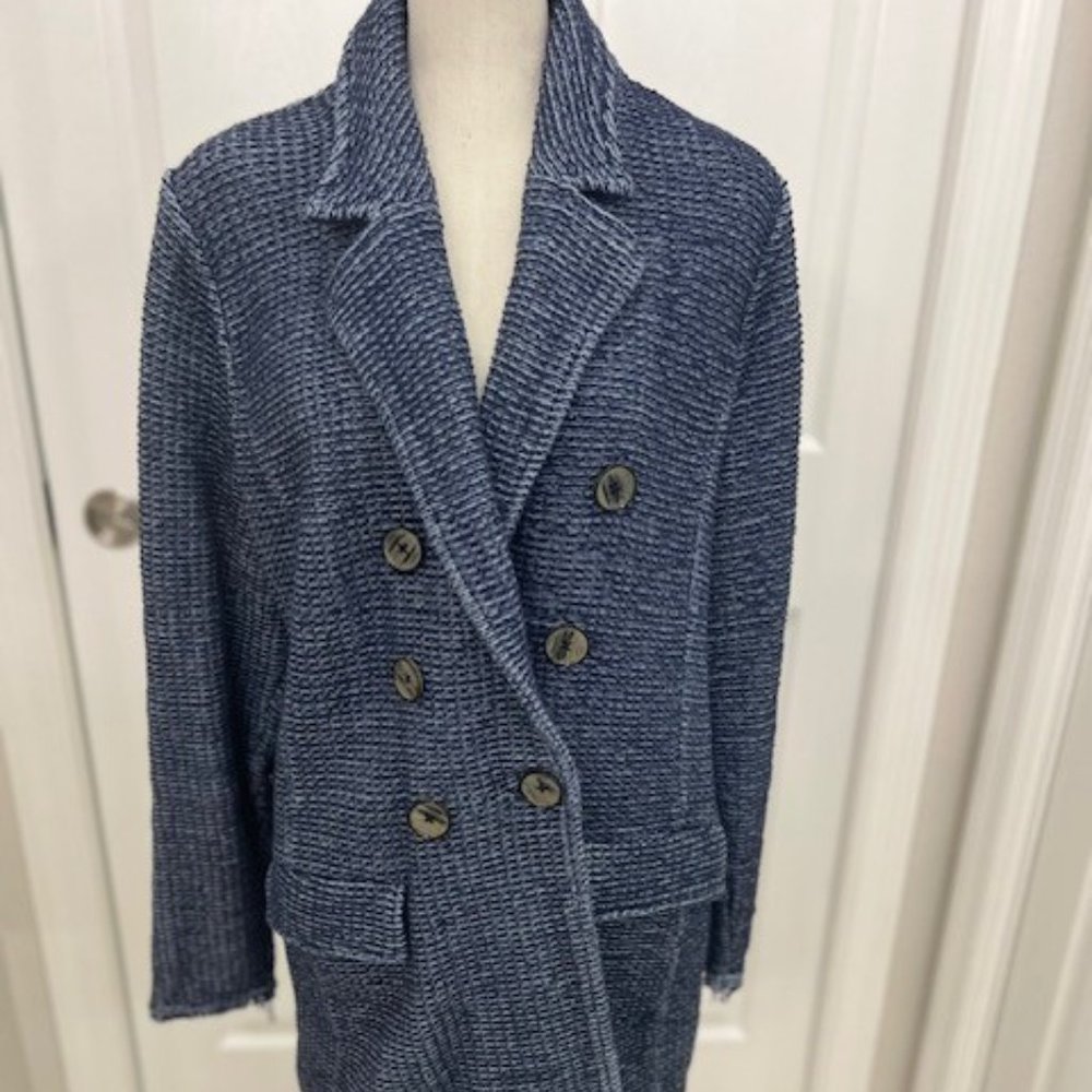 Chico's Blue Tweed jacket with 2 pockets